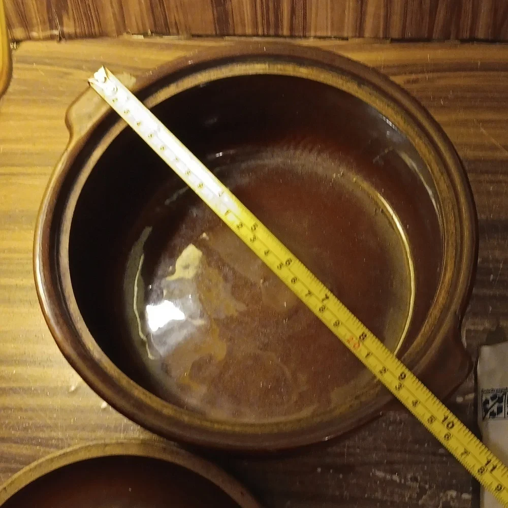 Vintage brown stoneware casserole dish lid